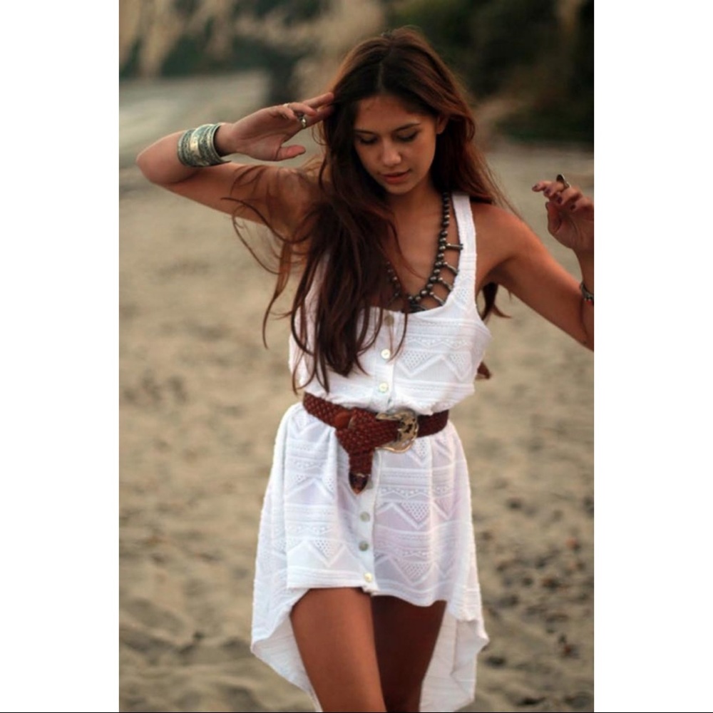 Jen’s Pirate Booty Maverick White Lace Sleeveless Hi Lo Dress Size Small